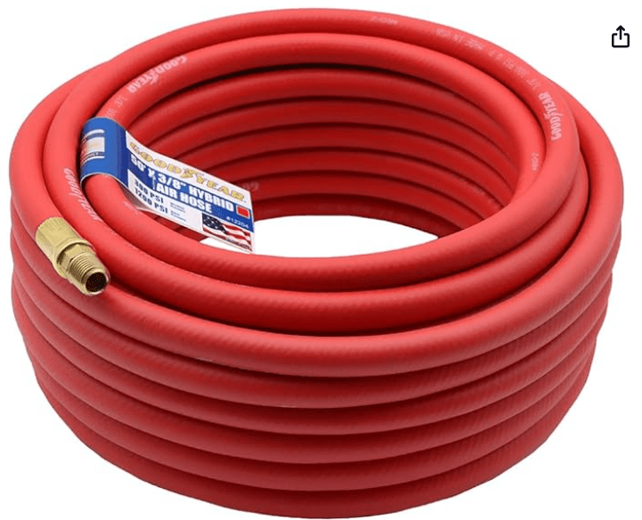 Goodyear Rubber Air Hose (3/8" x 50 ft, Red/Black/Yellow)