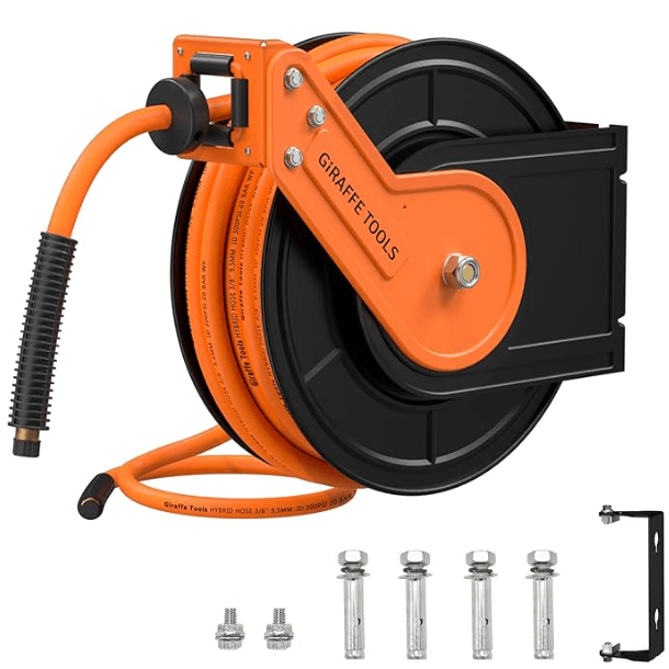 Giraffe Tools TA15BPLUS Retractable Air Hose Reel (3/8" x 50 ft Hybrid)