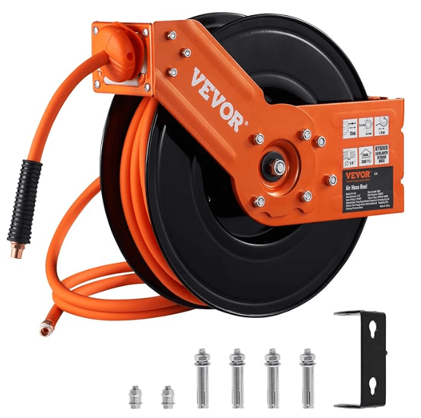 VEVOR Retractable Air Hose Reel (3/8" x 50 ft Hybrid or Rubber variants)