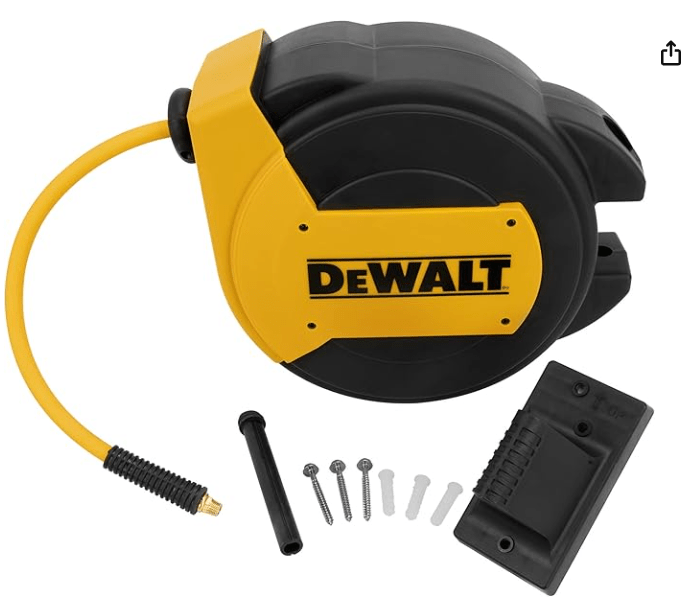 DEWALT Retractable Air Hose Reel (3/8" x 50 ft Hybrid, Enclosed)