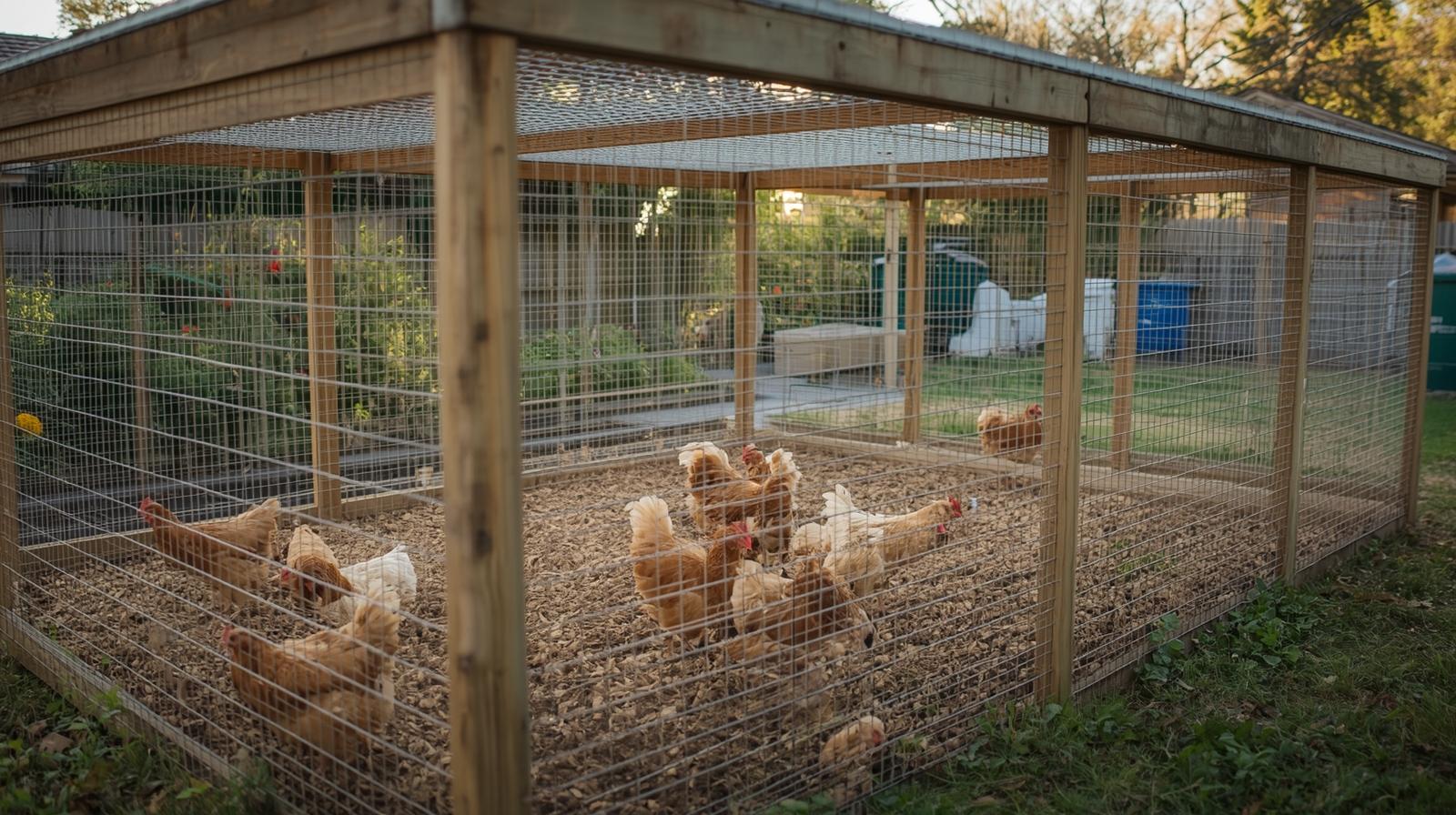  Predator-proof chicken run protecting backyard chickens
