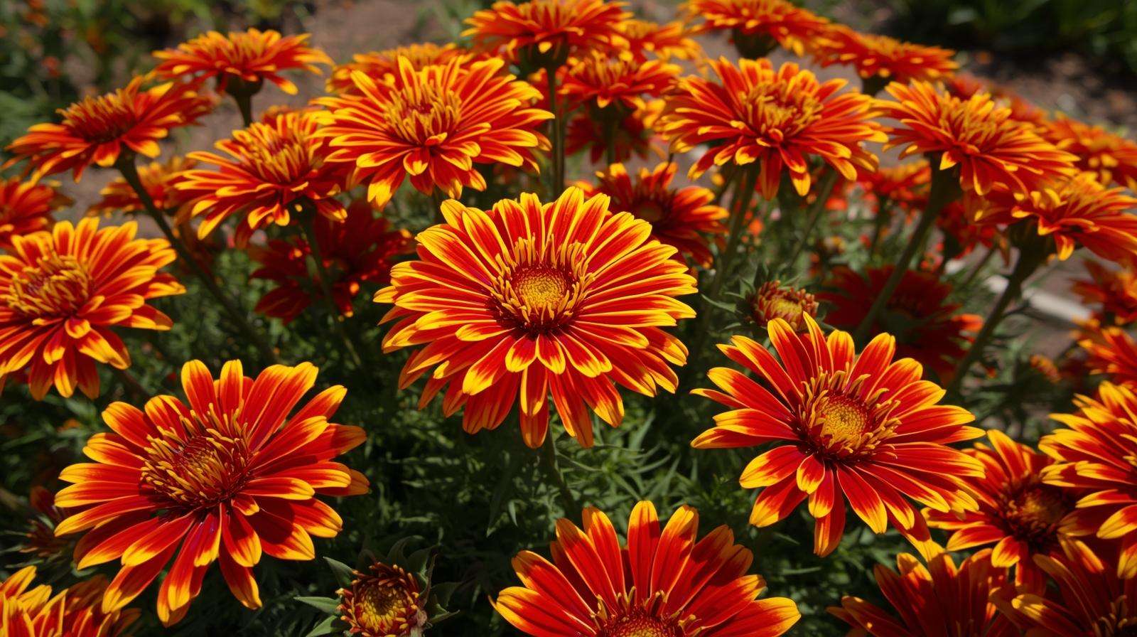 Gaillardia blanket flower red-yellow bicolor blooms in hot summer garden