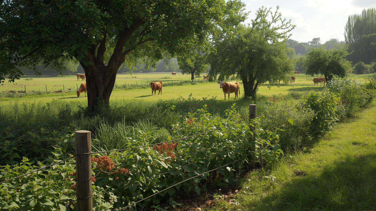  Multi-purpose living fence providing fodder and fruit on a farm 