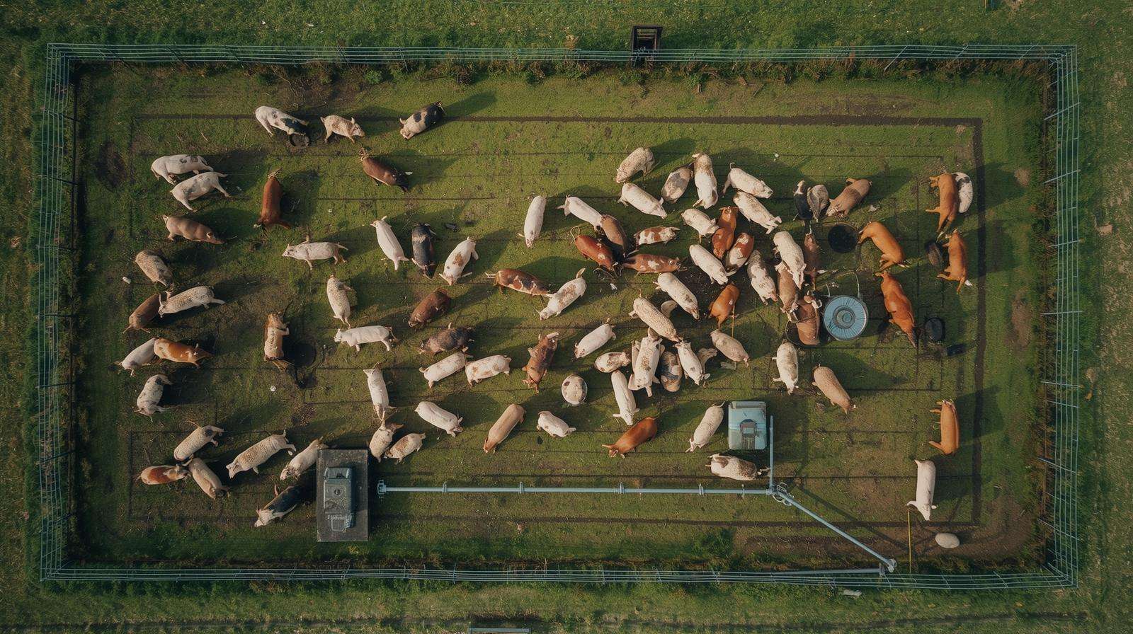 Rotational grazing system designed for mixed herds with pigs, cows, and sheep