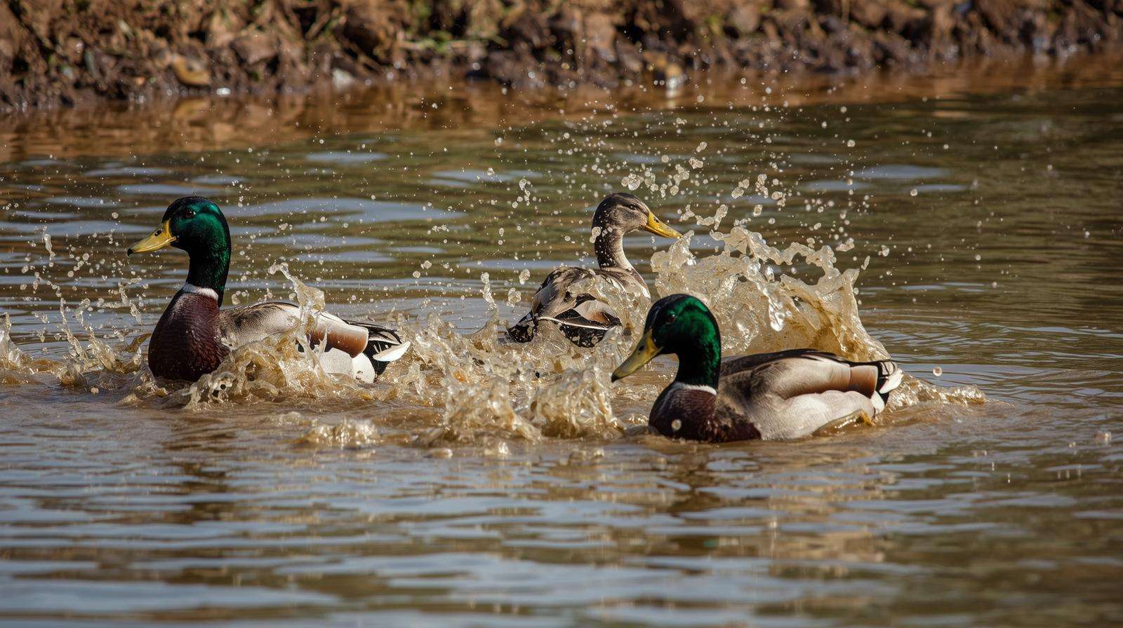  Ducks stirring sediment and contaminating water in an improperly designed pond