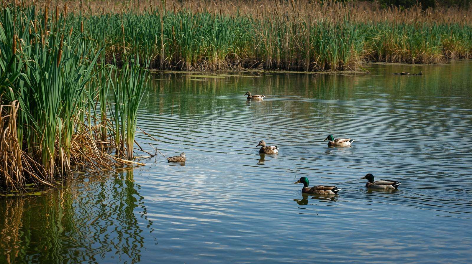  Wetland plants used to naturally filter duck pond water

