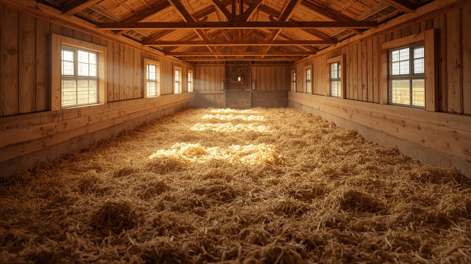  Well-ventilated chicken coop interior for odor control
