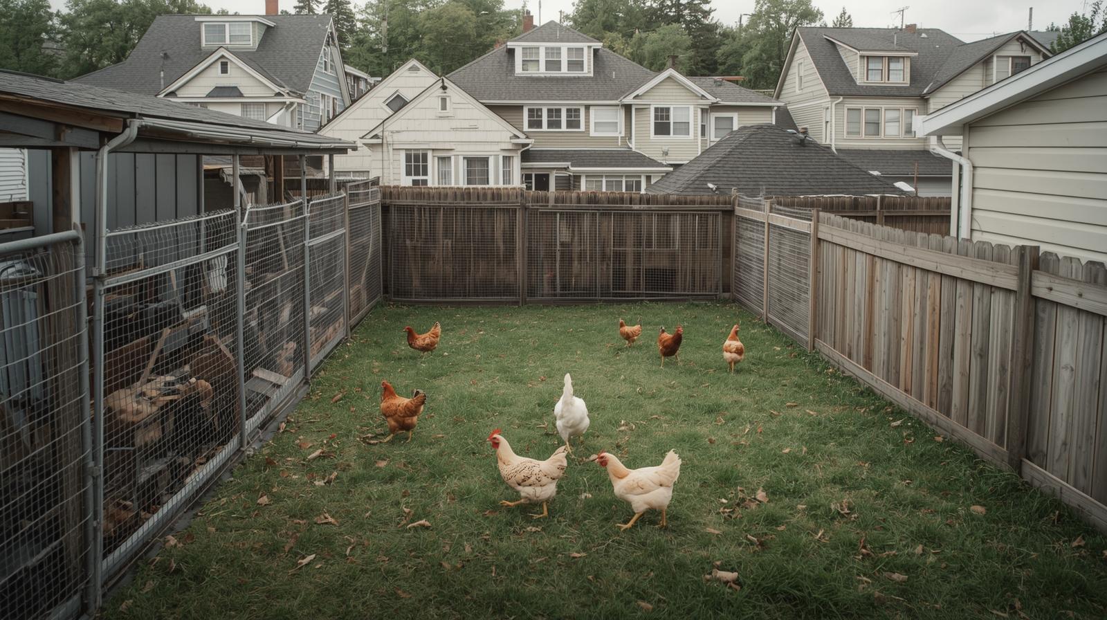  Backyard chickens kept in a residential neighborhood setting