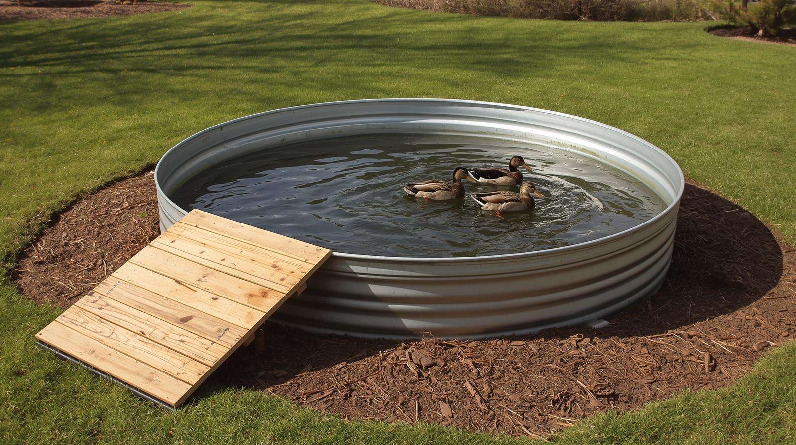 Raised duck pond design that stays cleaner with proper drainage
