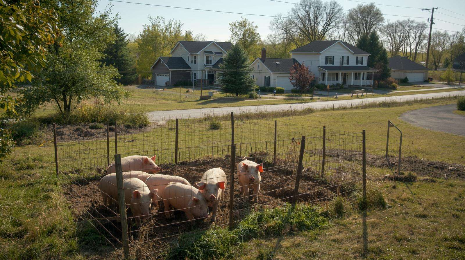 Keeping pigs on small US properties near residential areas with proper zoning compliance