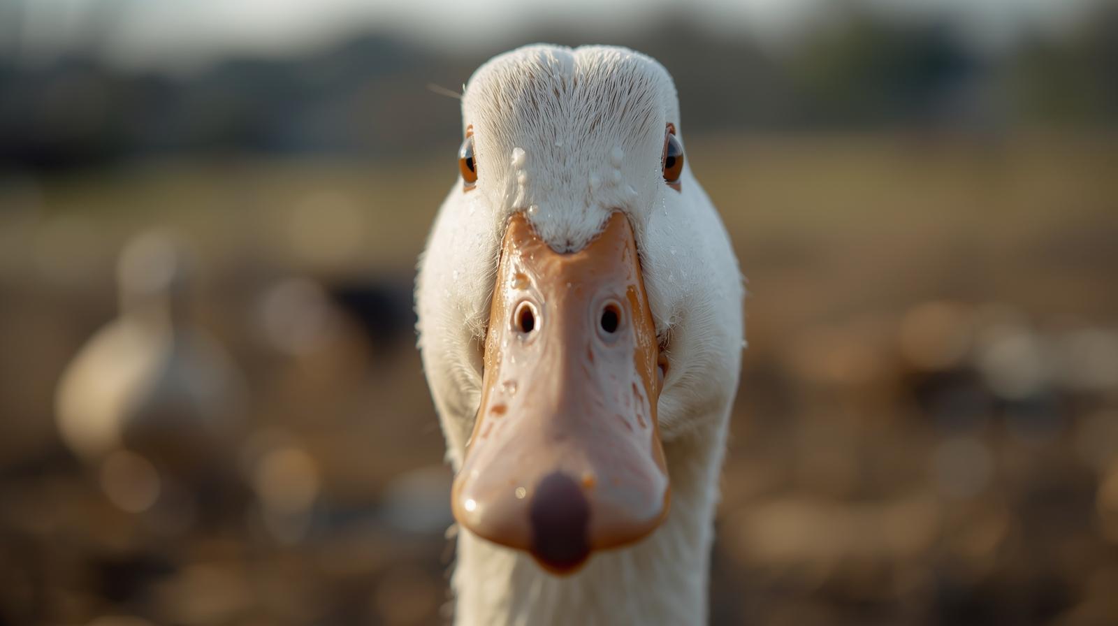  Healthy duck with clean feathers and clear eyes from proper water access