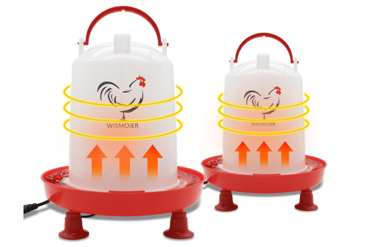 WISMOIER 3L and 6L Heated Chicken Waterer for Winter Hanging Chicken Waterer with Heater 35W BPA-Free Heated Poultry Waterer