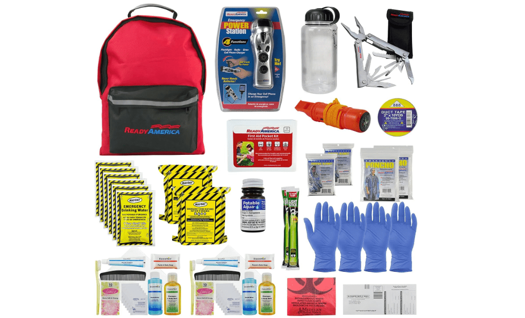 Ready America 72 Hour Deluxe Emergency Kit, 2-Person 3-Day Backpack, First Aid Kit, Survival Blanket, Power Station, Emergency Food, Portable Disaster Preparedness Go-Bag for Earthquake, Fire, Flood
