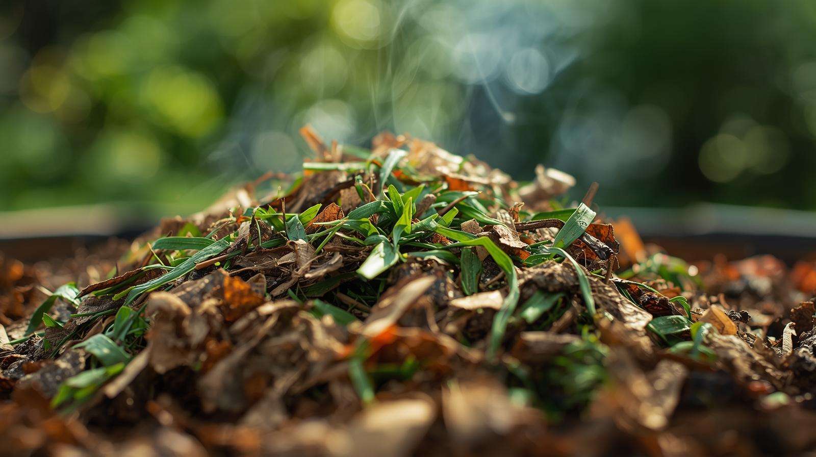 Balanced compost pile with greens and browns for nutrient-rich soil in garden composting.
