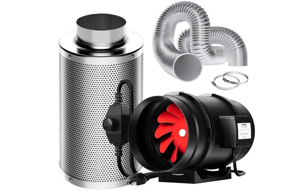 VIVOSUN Grow Tent Ventilation System, 8 Inch Inline Duct Fan with Speed Controller, 8'' Carbon Filter, and 25ft. Ducting Combo, Air Cooling and Filtration Kit for Grow Tent, Hydroponics
