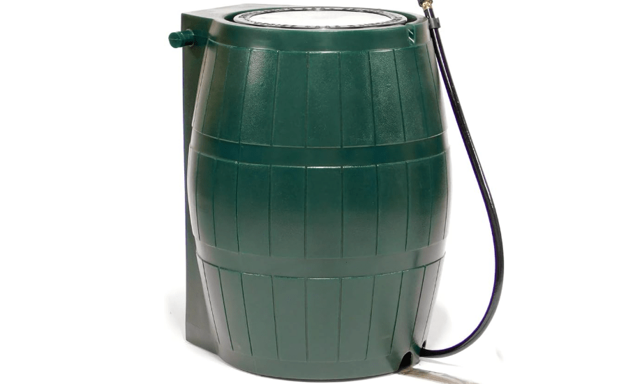 FCMP Outdoor Raincatcher 4000 Rain Barrel, Flat-Back Rainwater Catcher with Spigots, 50 Gallon, Green - Portable Water Storage Container Tank for Home, Garden, and Backyard
