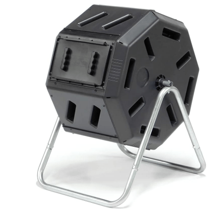 FCMP Outdoor IM2000 Tumbling Composter Canadian-Made, 100% Recycled Resin - Outdoor Rotating Compost Tumbler Bin for Garden, Kitchen, and Yard Waste, Black (22 Gallon)