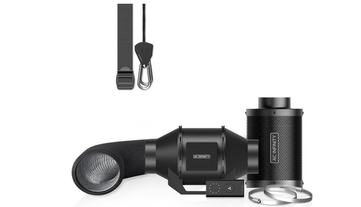 AC Infinity Air Filtration Kit 4”, CLOUDLINE LITE Inline Fan and Carbon Filter Combo, Cooling and Ventilation System for Grow Tents, Hydroponics, Indoor Gardening
