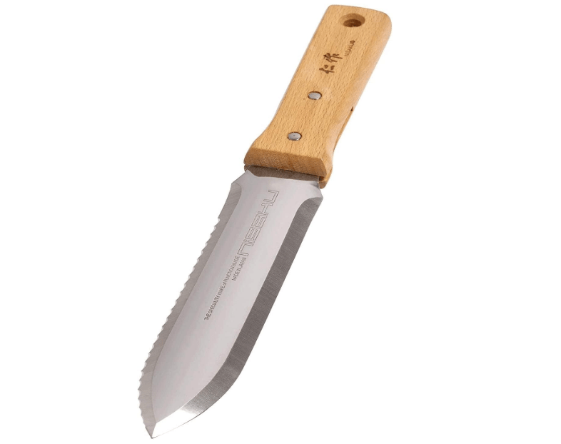 NISAKU NJP650 The Original Hori Hori Namibagata Japanese Stainless Steel Weeding Knife, 7.25-Inch Blade
