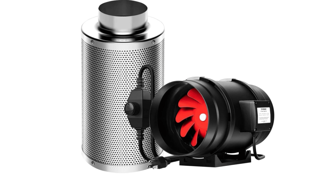 VIVOSUN Ventilation Kit 8 Inch 720 CFM Inline Duct Fan with 8" x 20" Carbon Filter Odor Control System with Australia Virgin Charcoal for Grow Tent Ventilation
