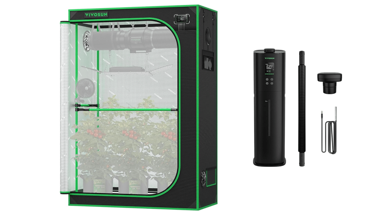 VIVOSUN P426 48"×24"×72" PRO Grow Tent and AeroStream H09 Intelligent Wi-Fi Humidifier, 2.38 Gal / 9 L Humidifier with Temp & Humidity Probe, Smart Remote Control, Designed for Growers
