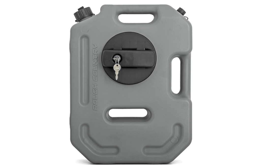 Rough Country 10L / 2.6 Gallon Flat Fluid Container w/Lockable Mount - Non-Potable Water & Utility Storage for Trucks, SUV, RV, UTV & Off-Road Vehicles, Gray
