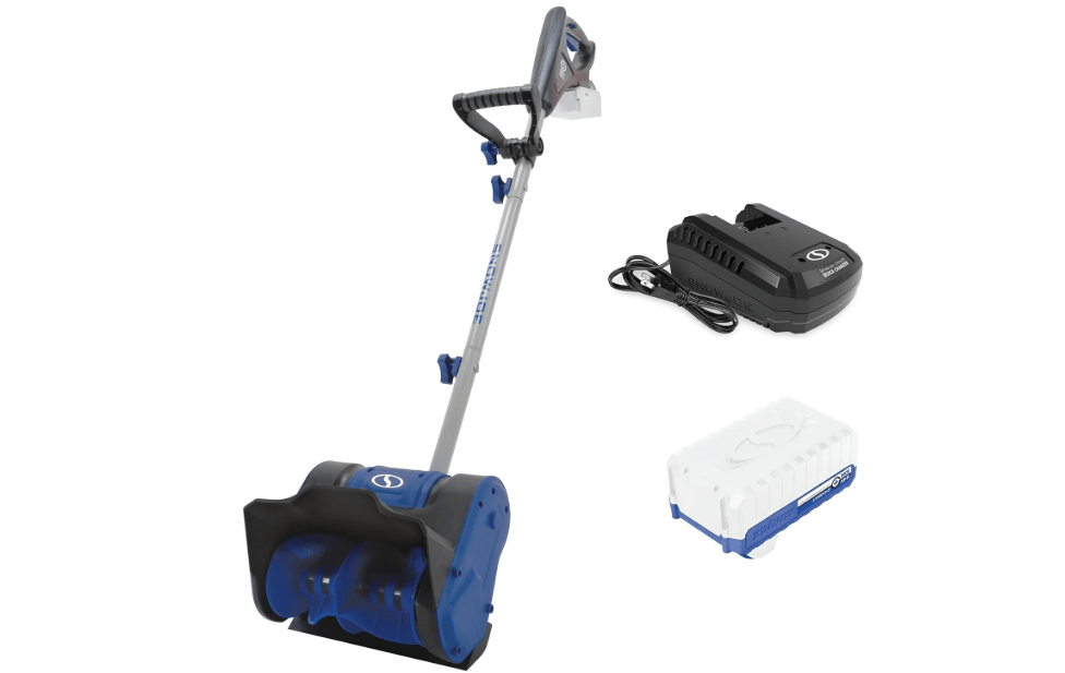 Snow Joe 24V Cordless Electric Shovel Kit w/ 4Ah Battery & Charger, 10″ Clearing Width, 210W Motor – Portable, Lightweight, Fast Ice & Snow Removal for Deck, Patio, Driveway, 24V-SS10
