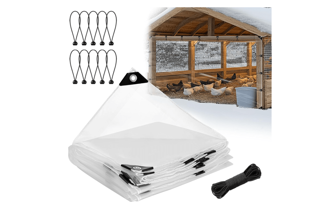 6.6x10ft Chicken Coop Covers Accessories for Winter - Easy to Install Waterproof Chicken Run Tarp with Elastic Cords & Rope
