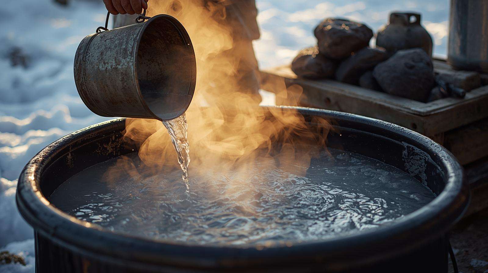 Warm water refill technique for no-electricity winter water hacks — keeping livestock water liquid in freezing temperatures.