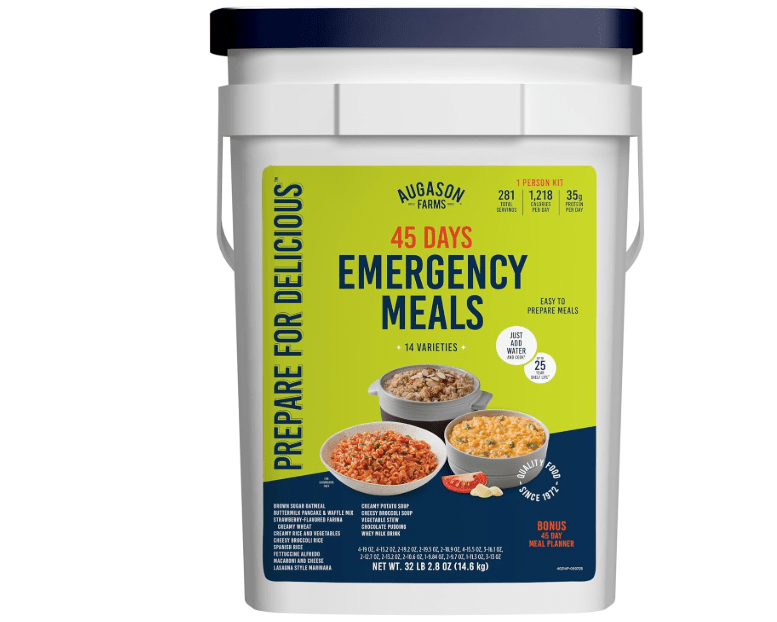 Augason Farms 45 Day Emergency Food Supply Kit, Dehydrated Meal Survival Food Bucket
