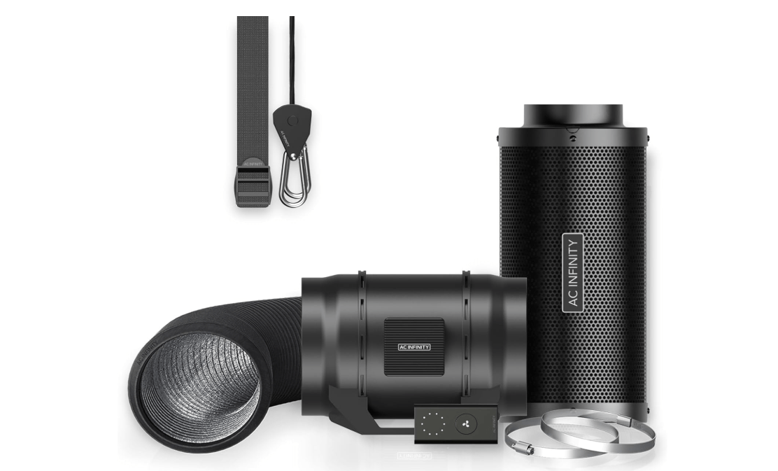 AC Infinity Air Filtration Kit 8”, CLOUDLINE LITE Inline Fan and Carbon Filter Combo, Cooling and Ventilation System for Grow Tents, Hydroponics, Indoor Gardening
