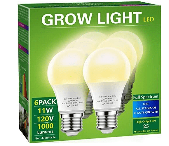 Briignite Grow Light Bulbs, LED Grow Light Bulb A19 Bulb, Full Spectrum Grow Light Bulb, Plant Light Bulbs E26 Base, 11W Grow Bulb 100W Equivalent, Grow Light for Indoor