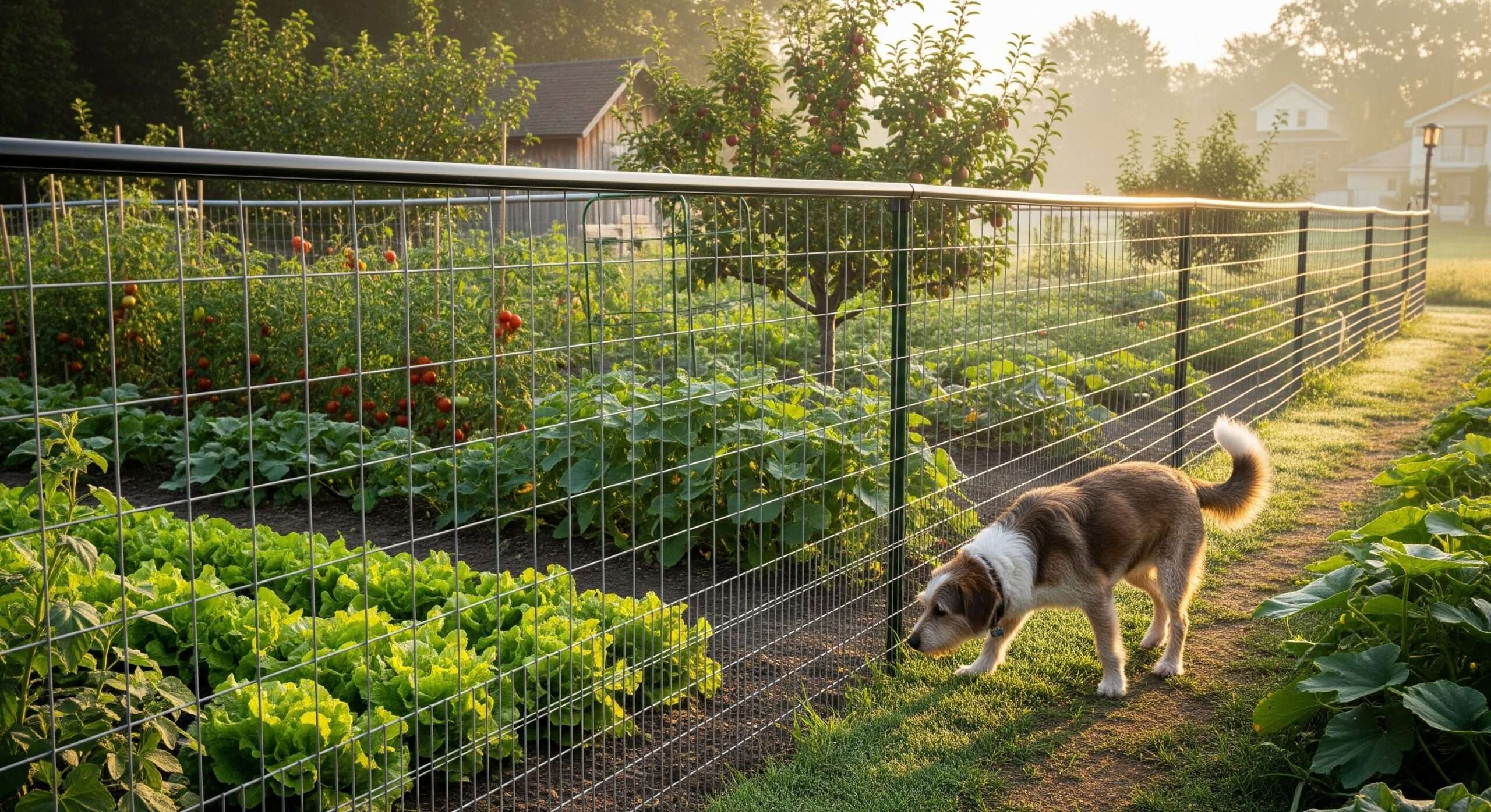 Woven wire perimeter fence for homesteads – dog- and deer-proof boundary with buried apron