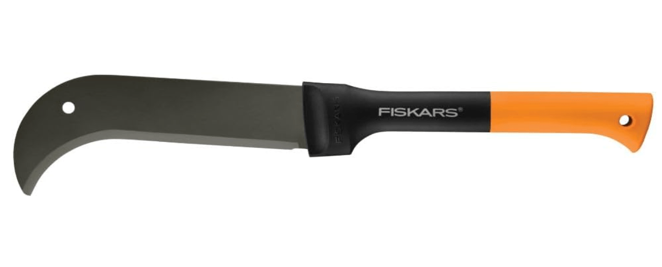 Fiskars 9" Brush Axe with Safety Sheath - Fixed Handle -Curved Blade Branch Chopping Axe - Yard and Garden Tools - Black/Orange