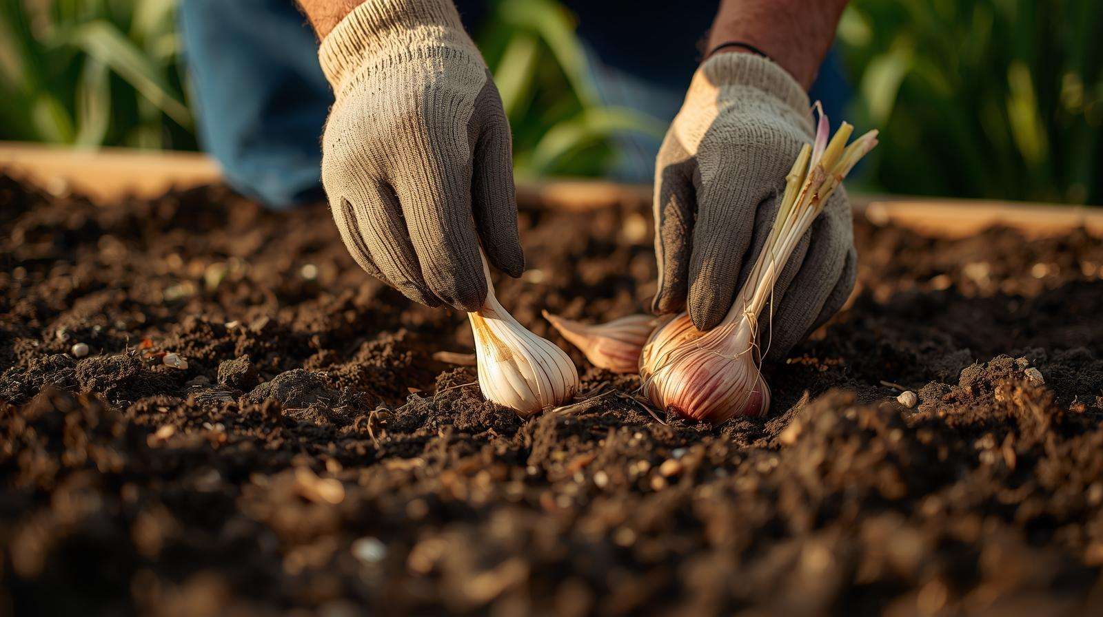 Proper planting depth and spacing for garlic cloves and onion sets — growing garlic and onions with optimal soil preparation for bigger bulbs.