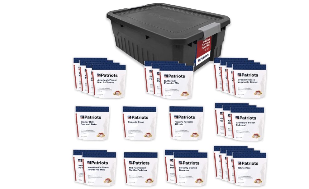 4Patriots 4-Week Survival Food Kit: Emergency Food Supply Designed to Last 25 Years, 192 Servings
