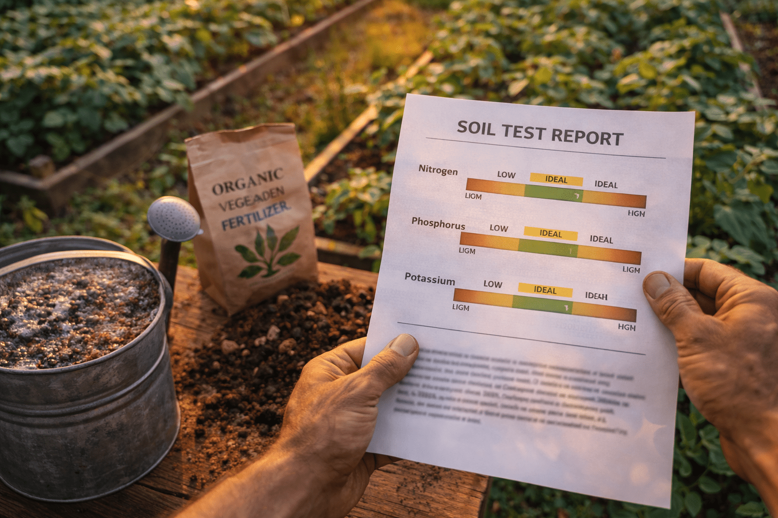 Soil test guiding when to use compost tea vs regular fertilizer — using compost tea in the garden with smart nutrient management.