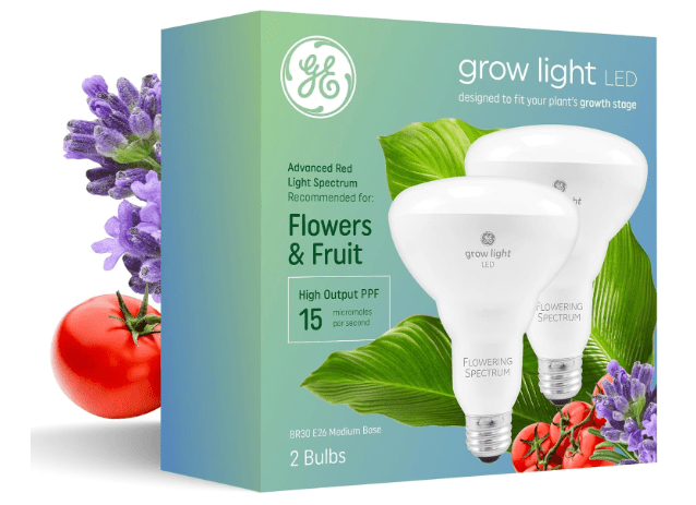 GE Grow Lights for Indoor Plants, BR30 Indoor Floodlight, LED Light Bulbs for Flowers and Fruit, Advanced Red Light Spectrum
