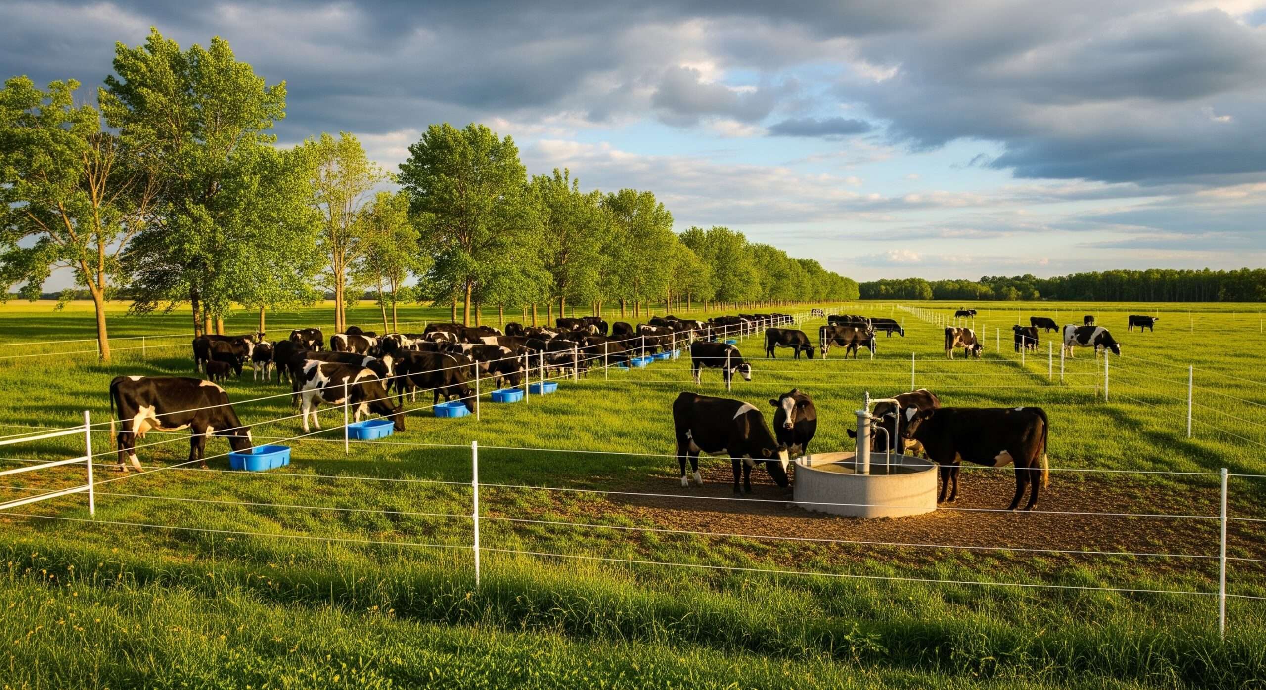 Beef cows left alone in rotational pasture with feeders – safe guidelines for large farm livestock