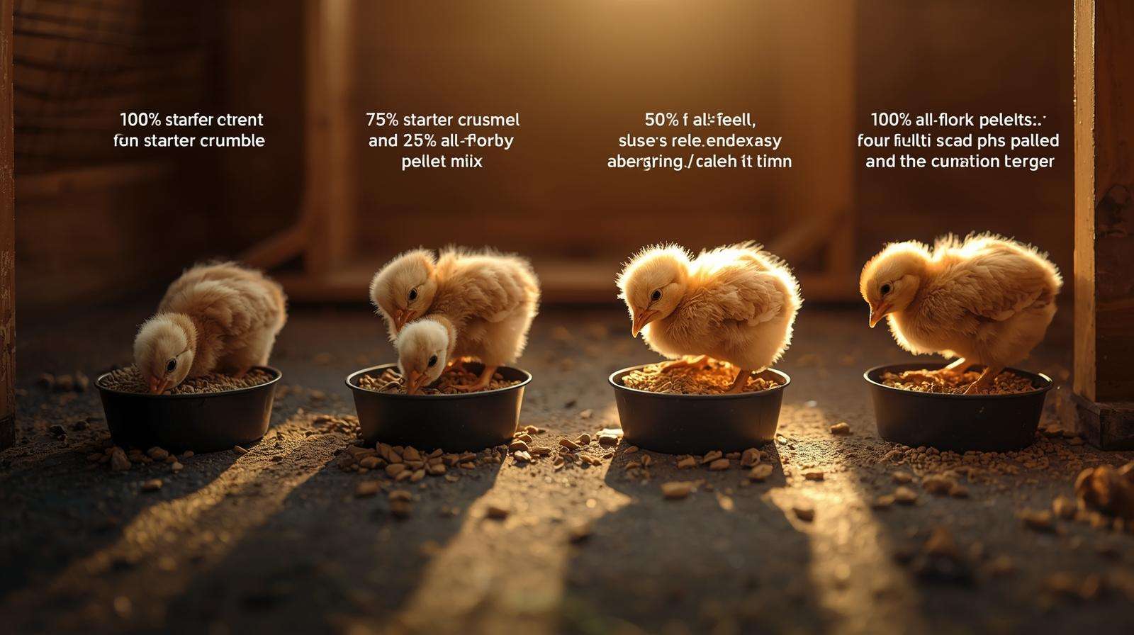 Gradual chick feed transition to all-flock — feeding mixed-age chicken flocks