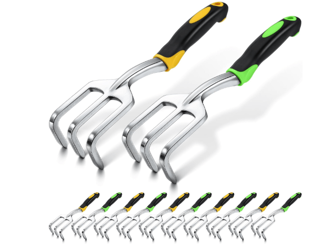 12 Pcs Hand Rake Garden Tool Mini Rake Heavy Duty Garden Cultivator 11 Inches Small Rake for Gardening Aluminum Alloy Hand Tiller with Soft TPR Handle for Digging Weeding Loosening Soil