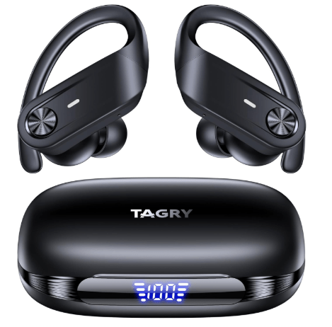 Hybrid Active Noise Cancelling Wireless Earbuds 80 Hrs Playtime Hi-Res Stereo Sound Bluetooth Headphones with Transparency Mode Ear Buds with Earhooks ANC Sports Earphones for Workout Running Travel