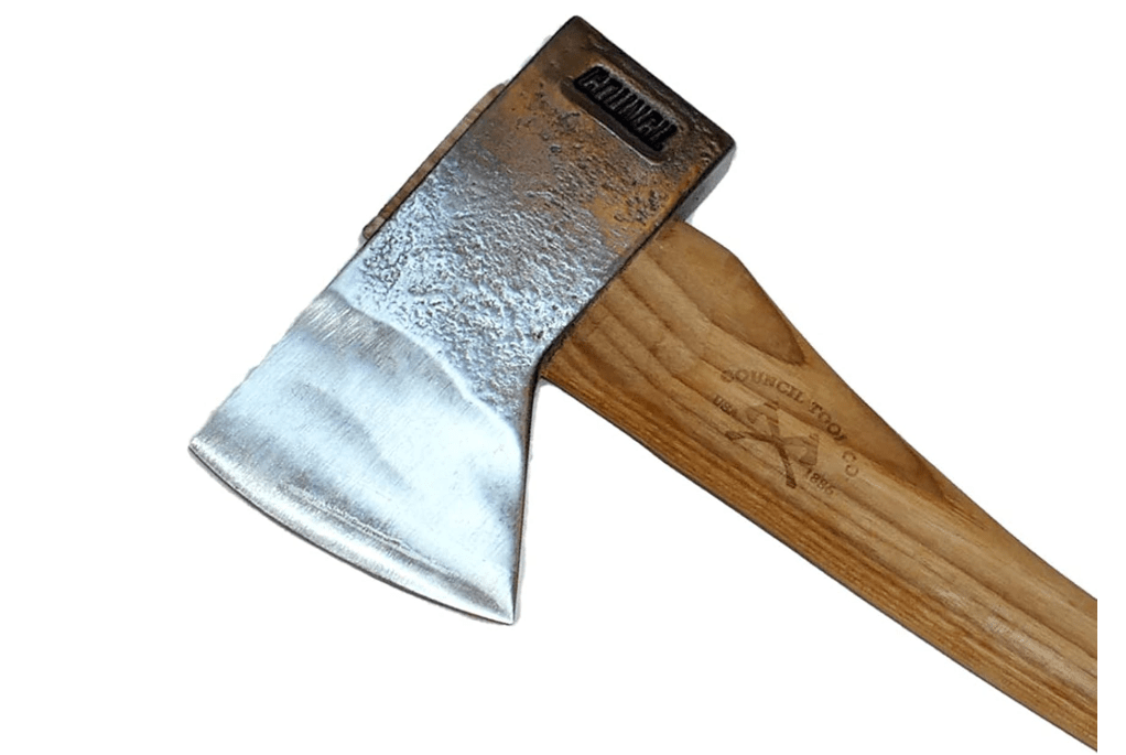 COUNCIL TOOL Premium Hudson Bay Bushcraft Axe - 2 lbs Velvicut Camp Axe with 24" Curved Hickory Handle & Leather Sheath - JP20HB24C 