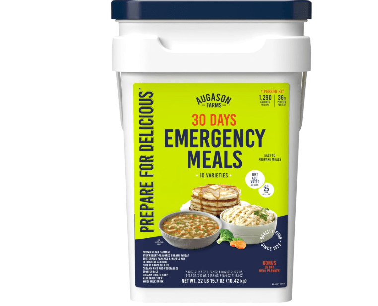 Augason Farms 30 Day Emergency Food Supply Kit, Dehydrated Meal Survival Food Bucket for 1 Person - 194 Servings
