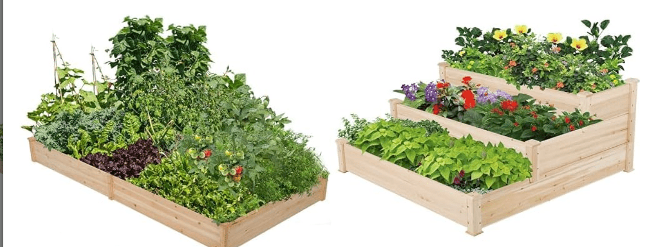 Yaheetech Wooden Raised Garden Beds - 8x4ft & 3-Tier Planters for Vegetables/Flowers/Herbs
