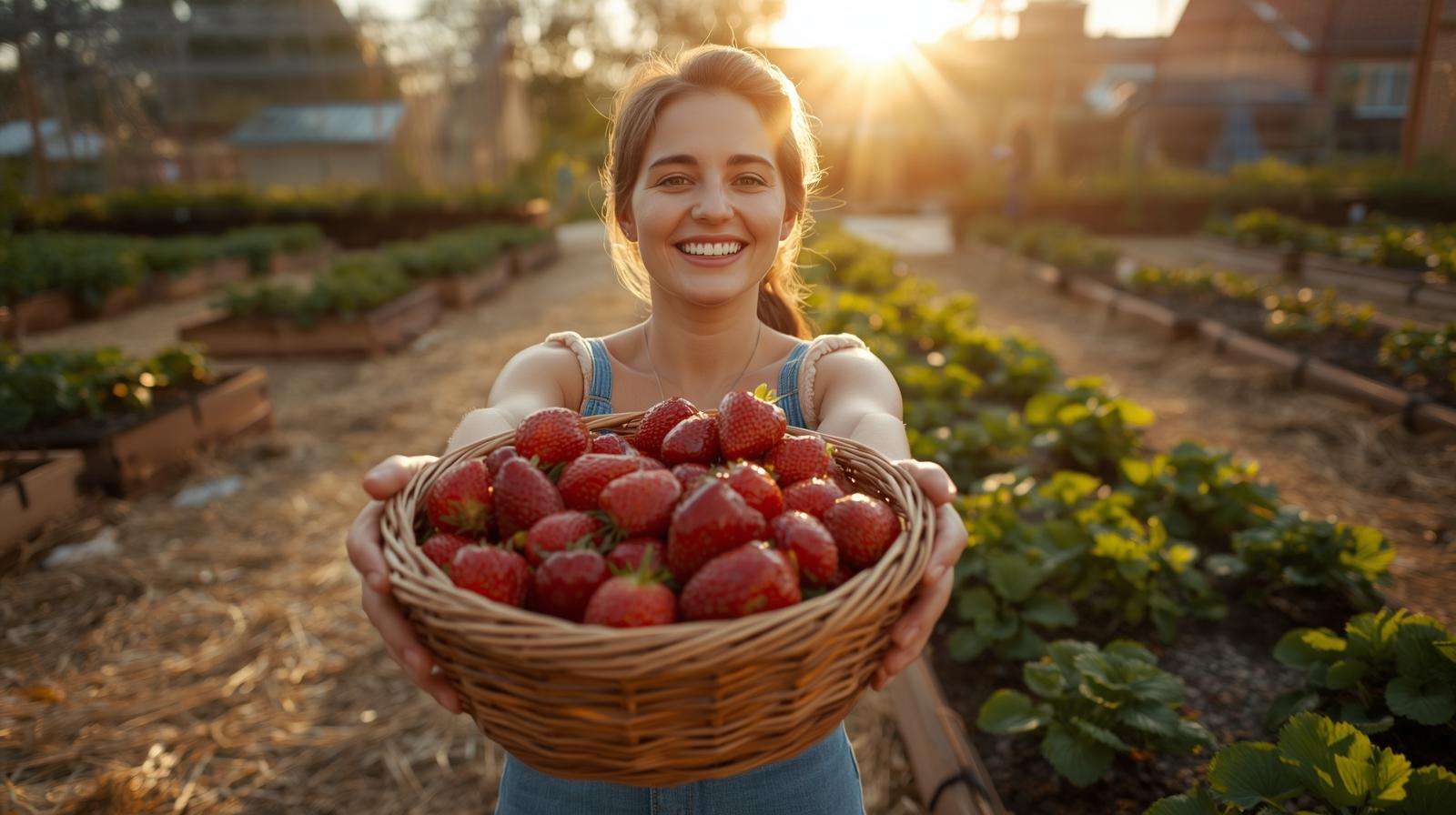 Abundant clean harvest from protected strawberries — protecting strawberries from slugs and birds with effective barriers and mulch for maximum yield.