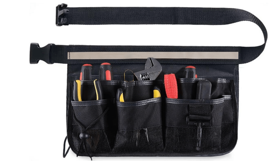 8-Pocket Tool Pouch with Belt Clip - Garden Tool Belt for Men & Women, Small Tool Pouch with Multiple Pockets for DIY, Gardening, Woodworking - Adjustable Utility Belt for All Hand Tools
