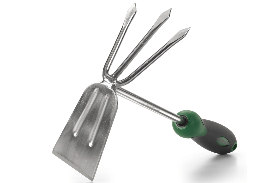 Edward Tools Stainless Steel Hoe and Cultivator - Hand Tiller for Gardening, Weeding, Tilling Soil - Heavy Duty Bend-Proof Stainless Steel Fork and Blade - Rust Proof Finish - Ergo Rubber Handle

