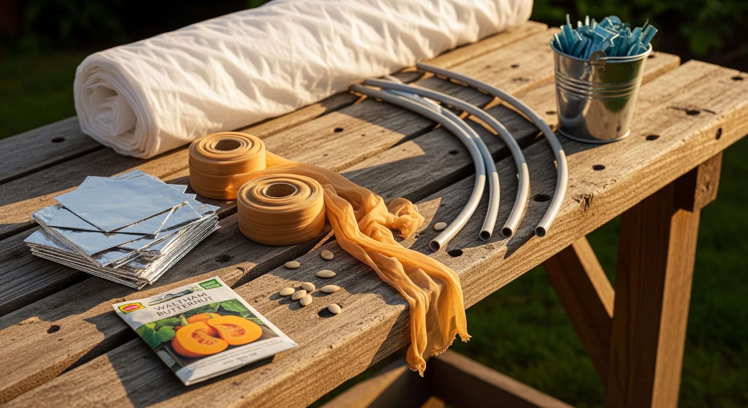 Low-cost tools and supplies for fighting squash vine borers — fighting squash vine borers with stem collars, row cover, and resistant varieties for effective protection.