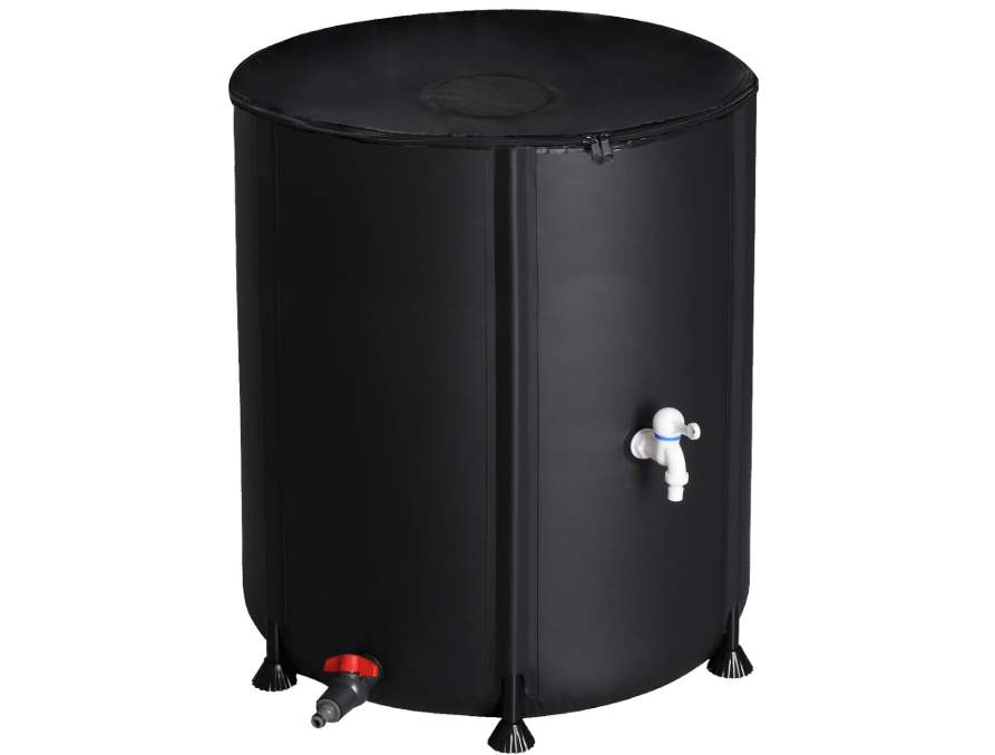 VINGLI Upgraded 50 Gallon Collapsible Rain Barrel, Portable Water Storage Rain Water Collection System, Weather Proof Sturdy Water Tank Water Catcher Container with Filter Spigot Overflow Kit
